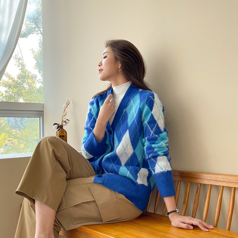 Drawer】brown wool アルバカ セミロングニットカーディガン